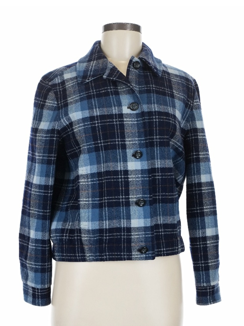 VTG Pendleton Blue Plaid 100% Virgin Wool '49er Jacket SZ 6 Made In USA Portland